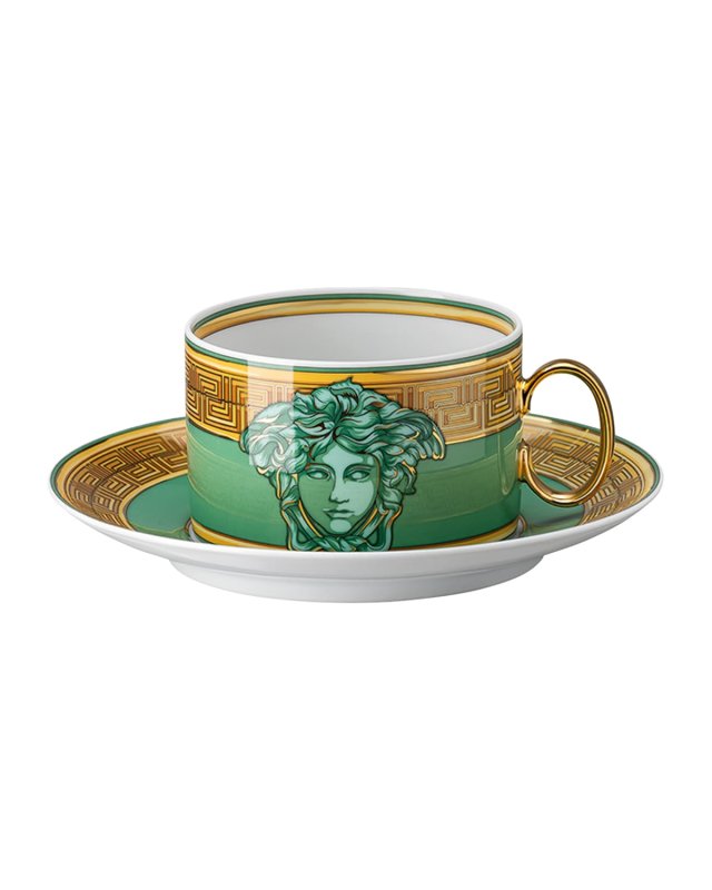 Medusa Amplified Green Coin Tea Cup & Saucer