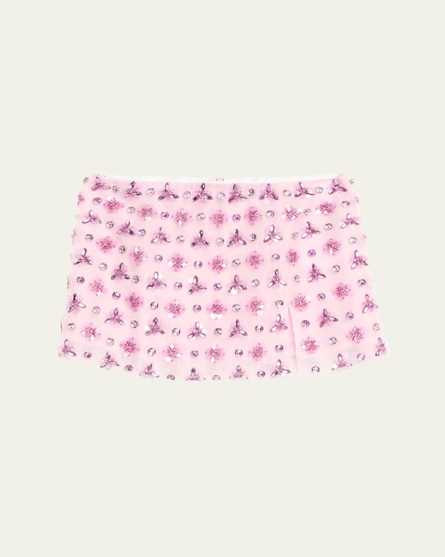 Beaded Organza Mini Skirt