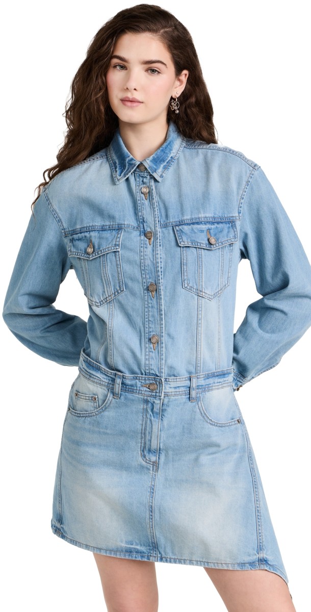 Juun. J Denim Mini Shirtdress Navy