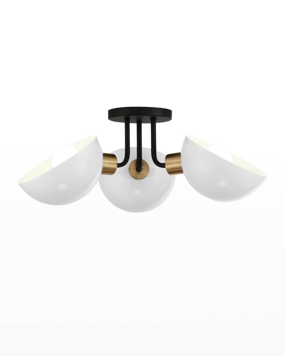 Gigi 3-Light Black & Aged Brass Ceiling Mount