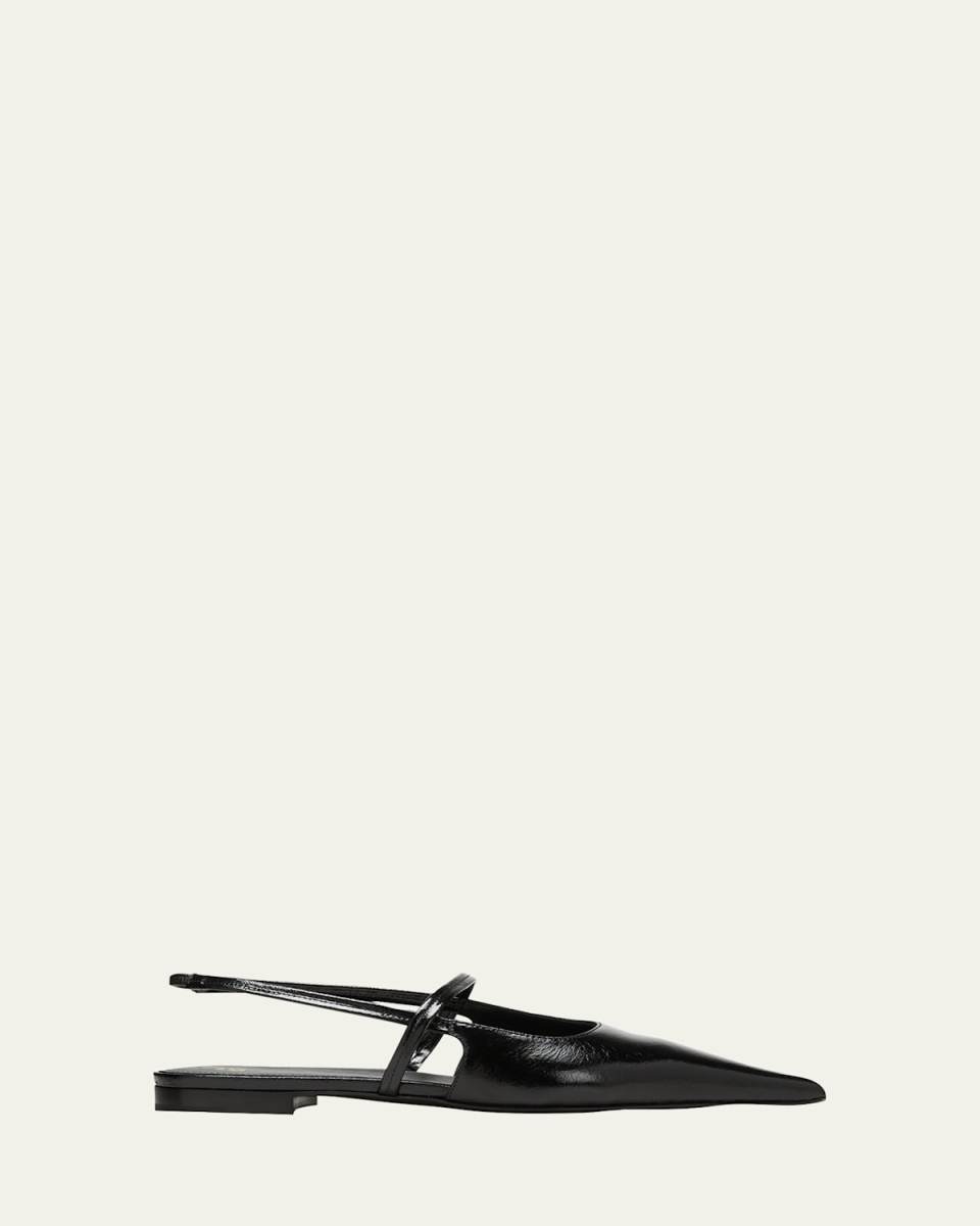 Sharp Leather Slingback Ballerina Flats