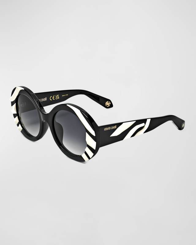 Stripes Acetate Round Sunglasses