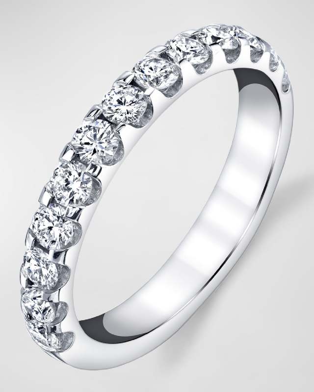 Platinum Halfway Comfort Fit Band with U Prong Set Round Cut Diamonds, 0.80ct