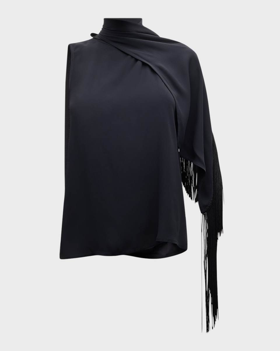 Django Fringe-Trim Turtleneck Top