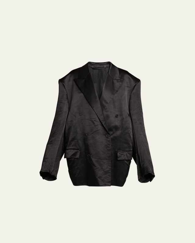 Steroid Crinkled Satin Unisex Blazer Jacket