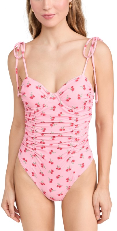 LoveShackFancy Sorella One Piece Cherry Pink
