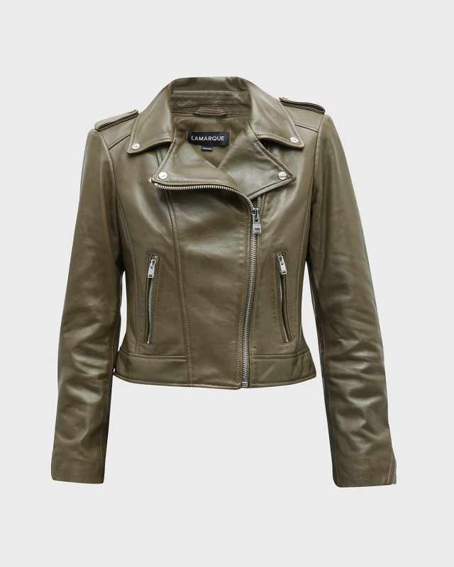 Donna Hand-Waxed Leather Moto Jacket