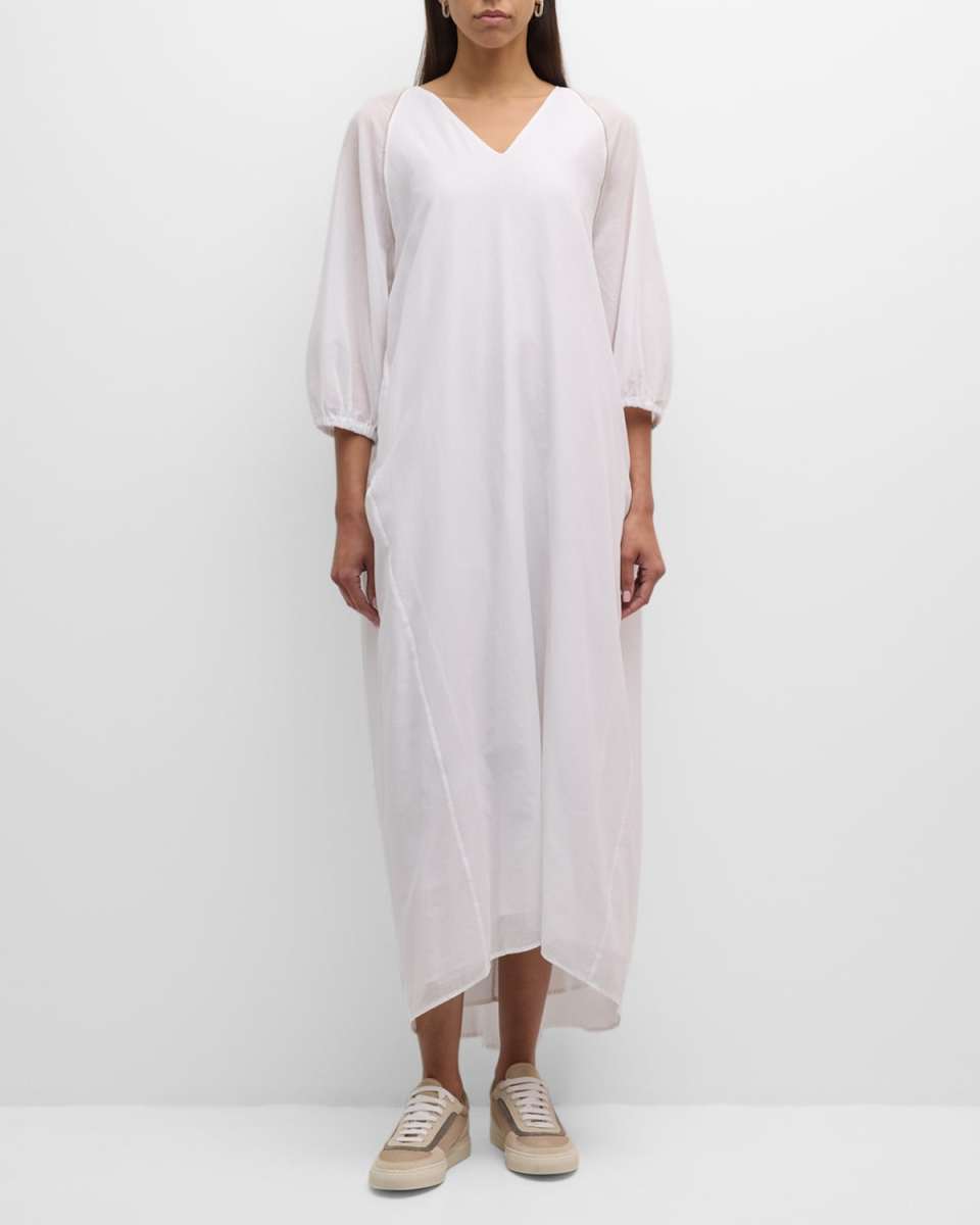 Chain-Embellished Cotton Maxi Shift Dress