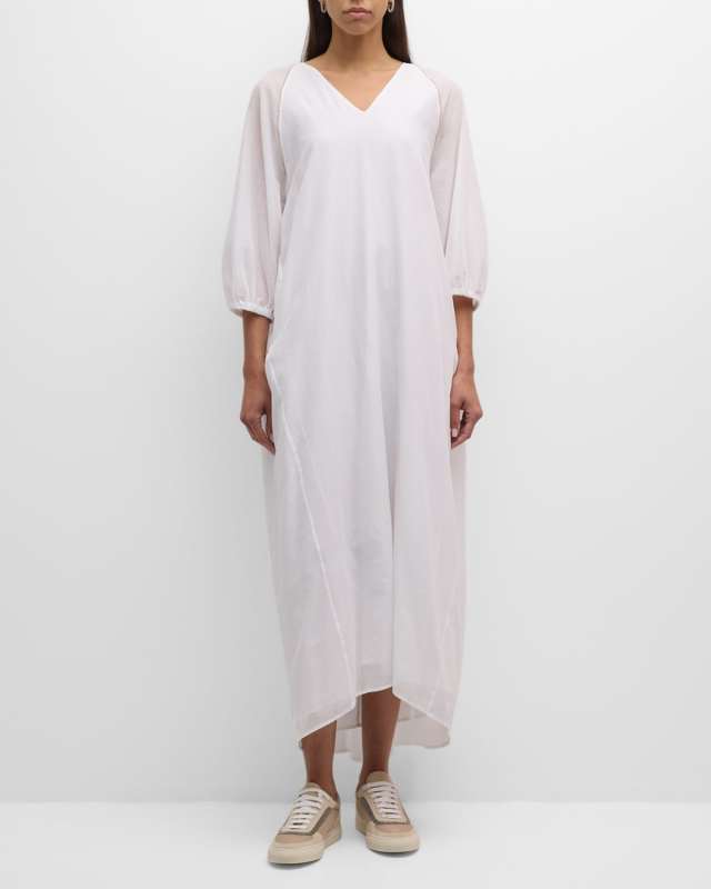Chain-Embellished Cotton Maxi Shift Dress