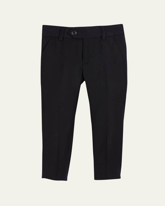 Straight-Leg Suit Pants, Navy, Size 2-14