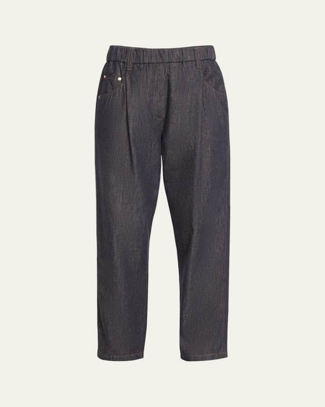 Baggy Denim Pull-On Pants