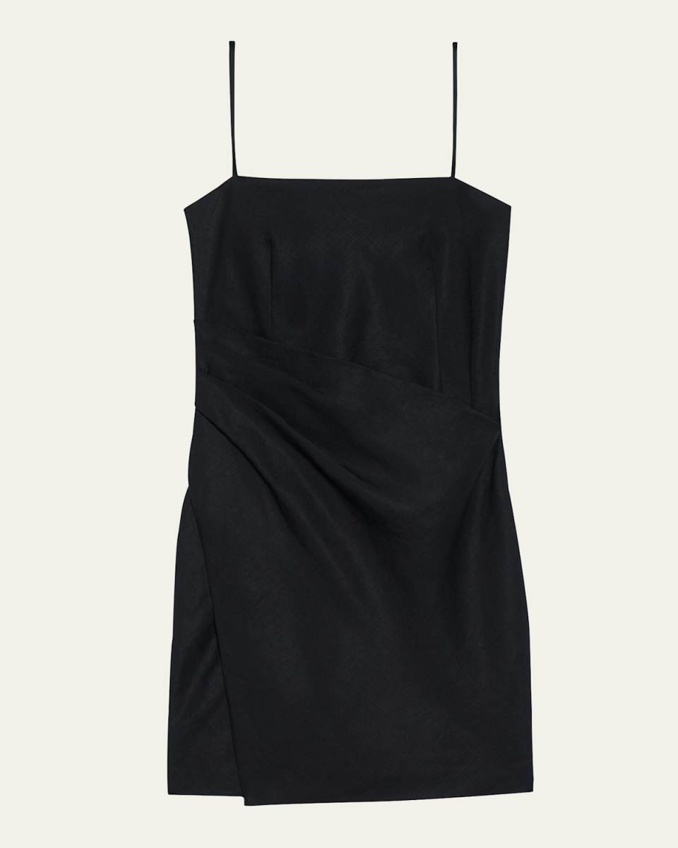 Galena Linen Notched-Hem Mini Dress