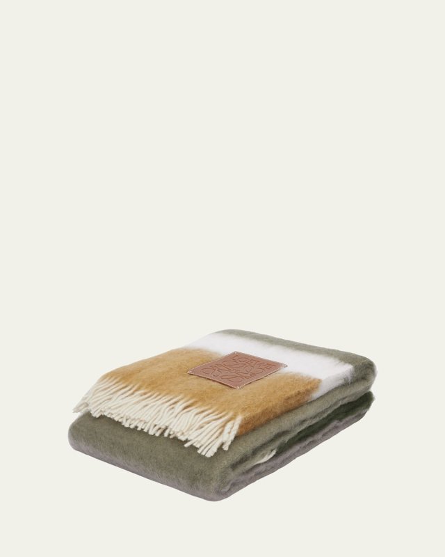 Stripe Mohair-Blend Throw Blanket