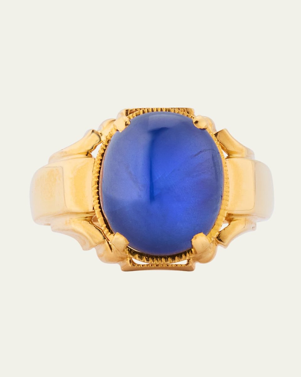 Estate 18K Rose Gold Cabochon Star Sapphire Ring, Size 7.25