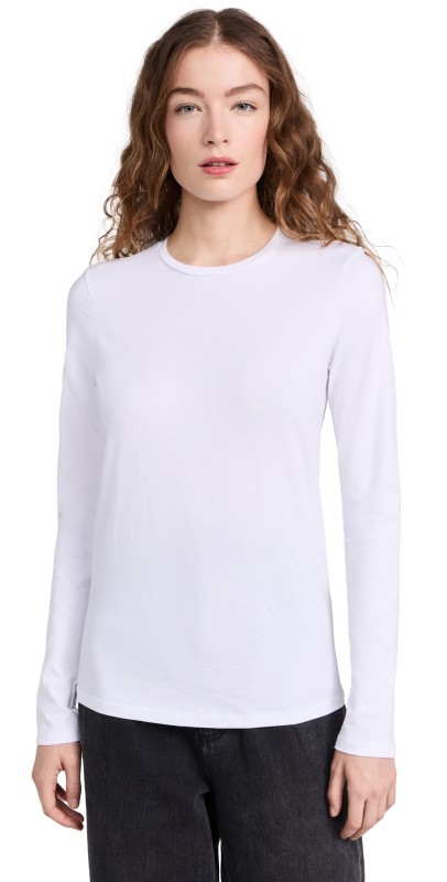 Tibi Long Sleeve Fitted T-Shirt White