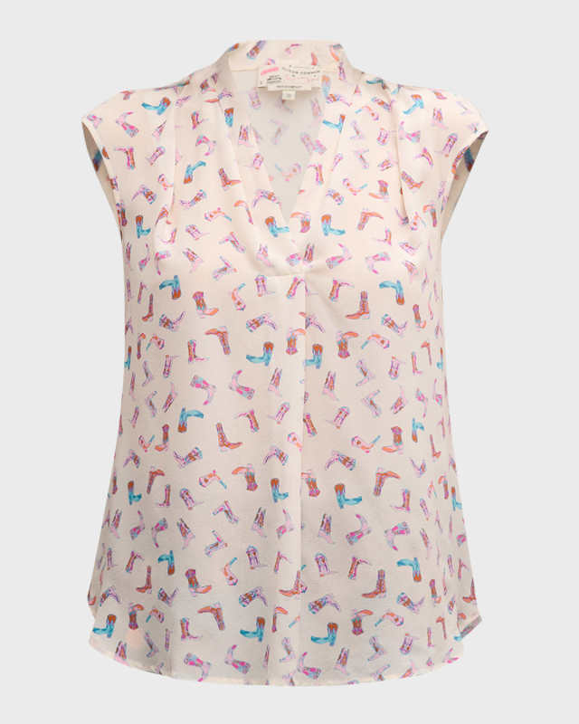 Boot Print Silk Top