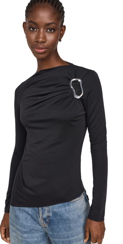 Stine Goya Long Sleeve Top With Fixed Buckle Jet Black