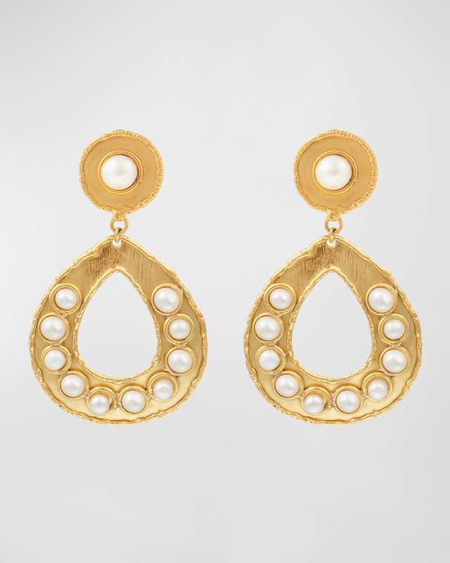 Thalita Open Drop Earrings with Pearls
