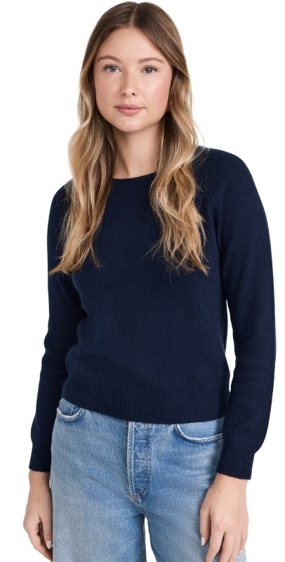 Jumper 1234 Cashmere Crop Crew Sweater Navy