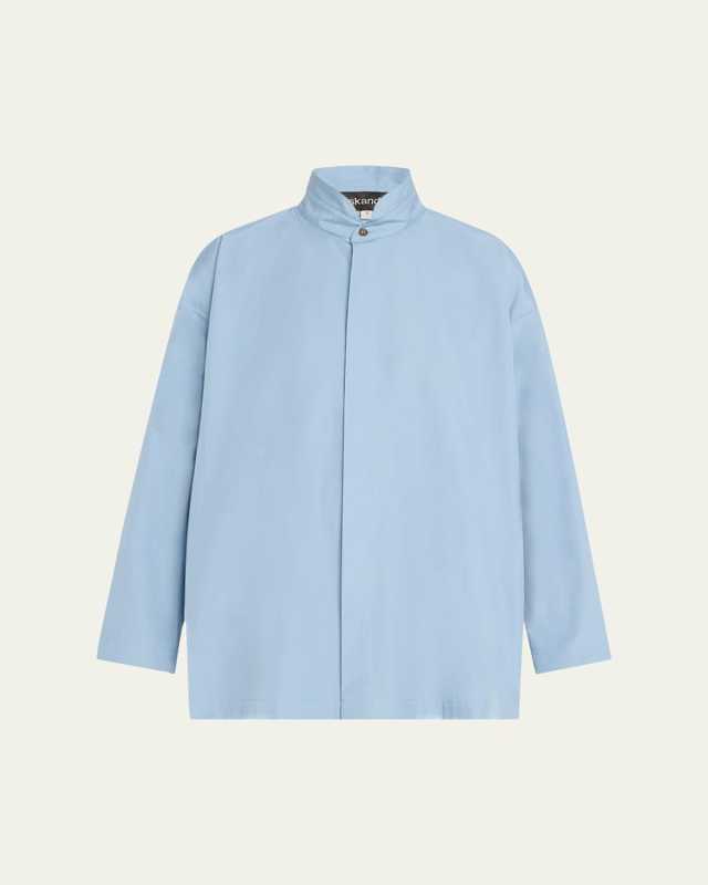Slim A-Line Double Stand Collar Shirt with Stepped Insert (Long Length)
