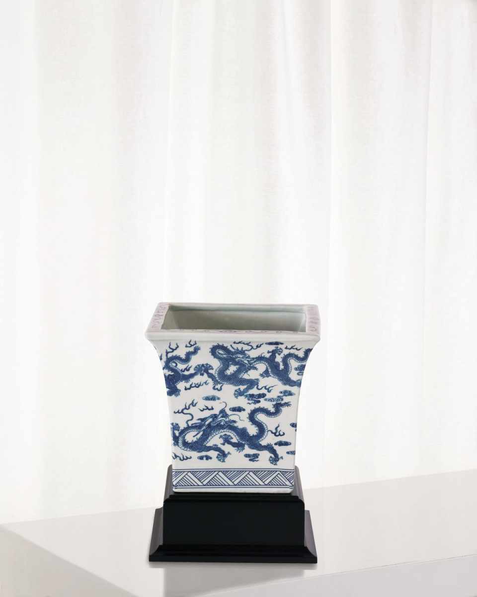 Dragon Blue Square Planter with Stand