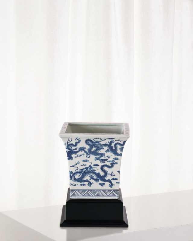 Dragon Blue Square Planter with Stand