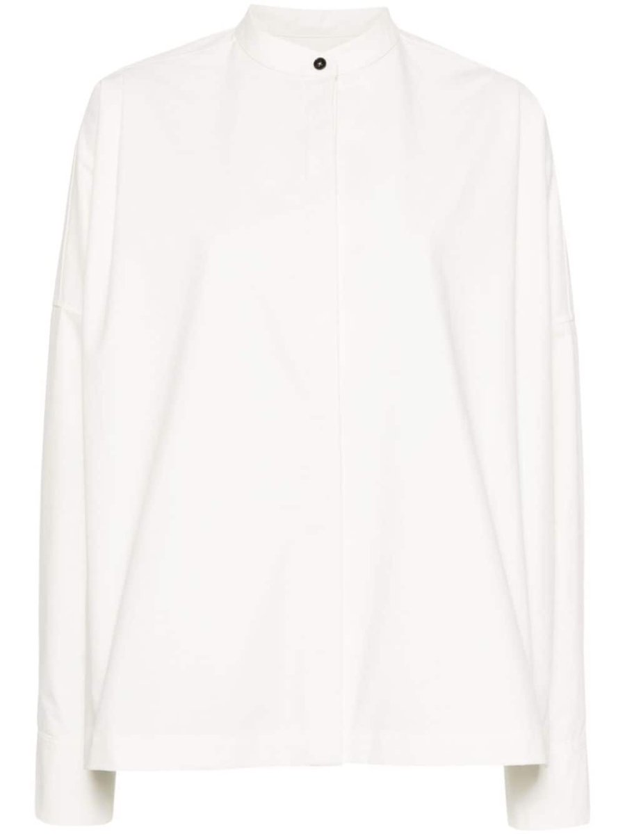 band-collar cotton shirt