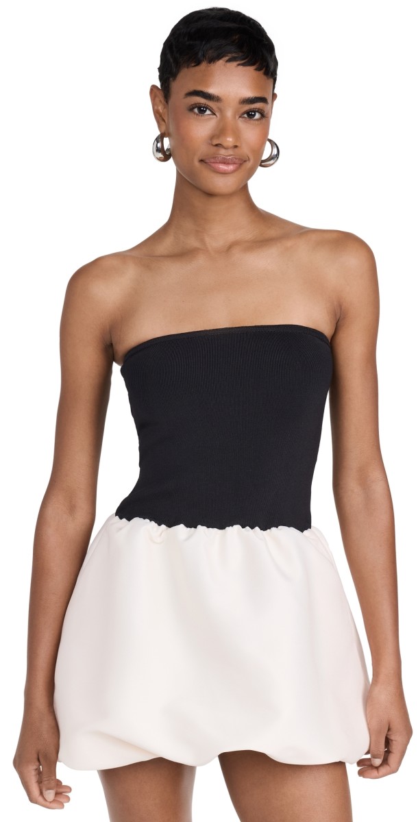 endless rose Strapless Voluminous Mini Dress Black