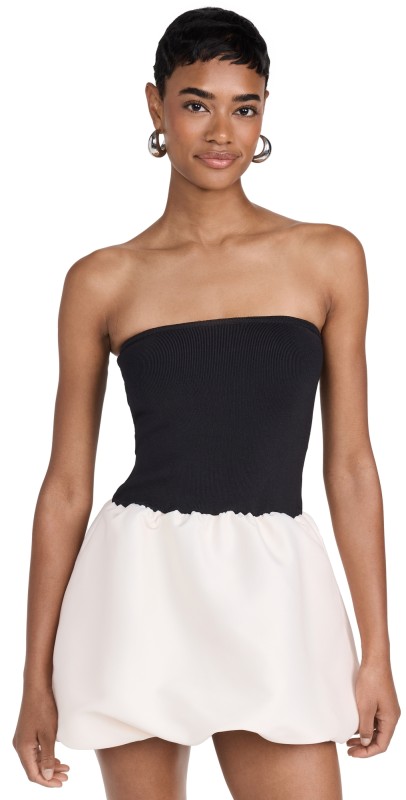 endless rose Strapless Voluminous Mini Dress Black