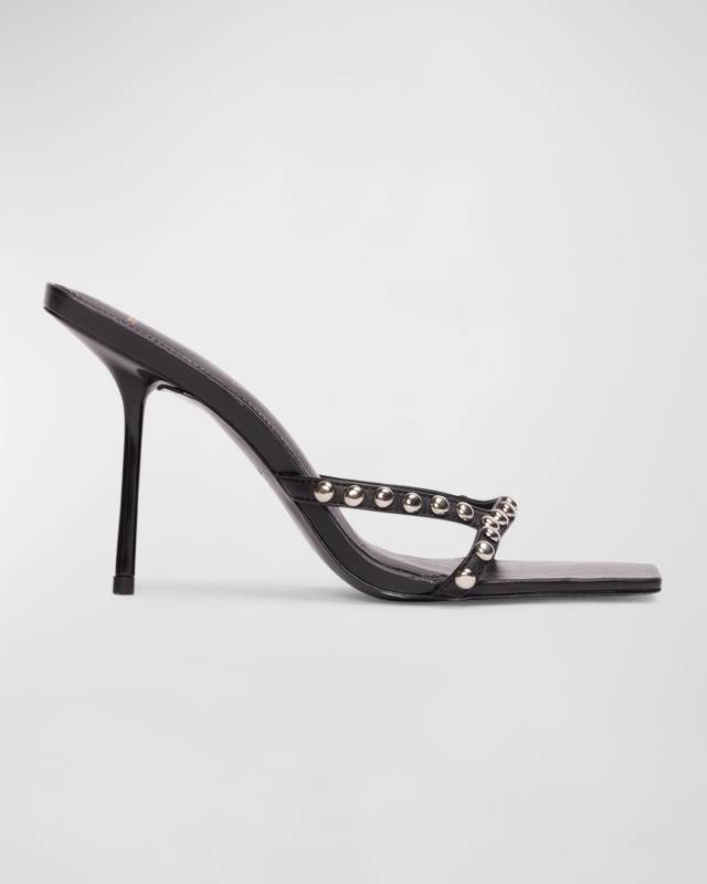 Dome Stud Leather Stiletto Slide Sandals