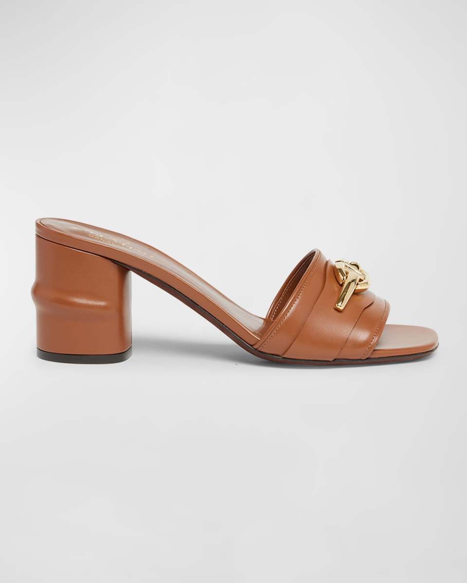 VLogo Medallion Leather Mule Sandals