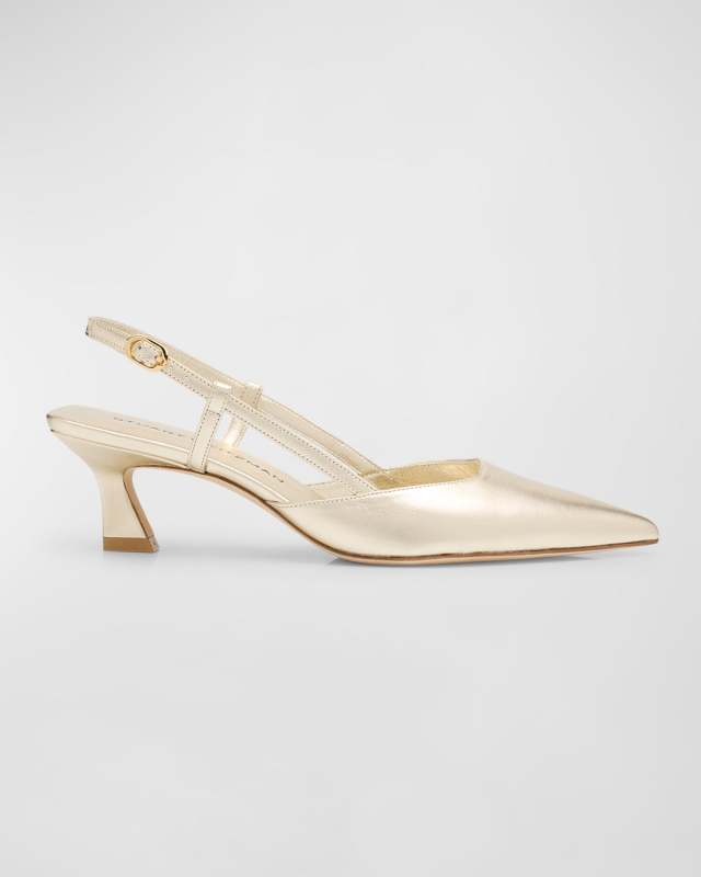 Vinnie Metallic Kitten Slingback Pumps