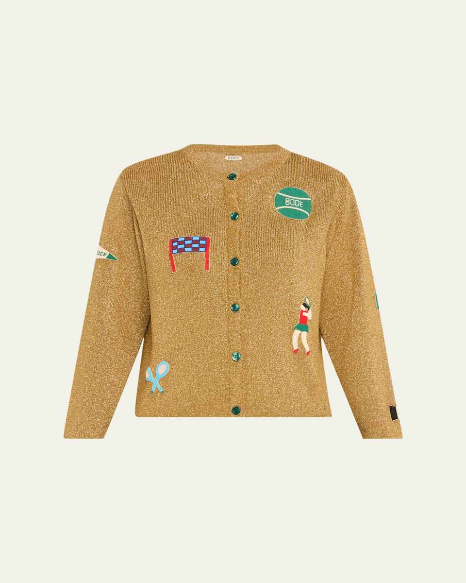 Game Point Beaded Metallic Knit Cardigan
