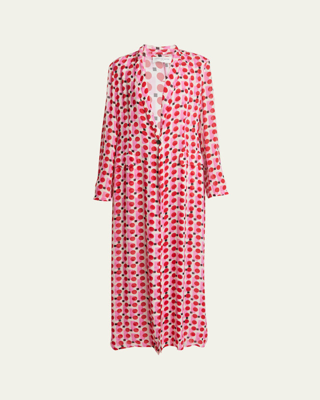 Bongo Sequin Abstract-Print Single-Breasted Long Jacket