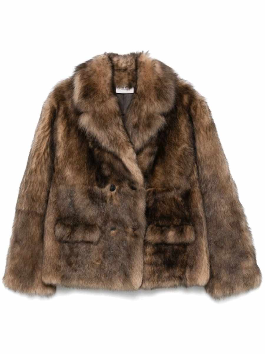 double-breasted shearling coat
