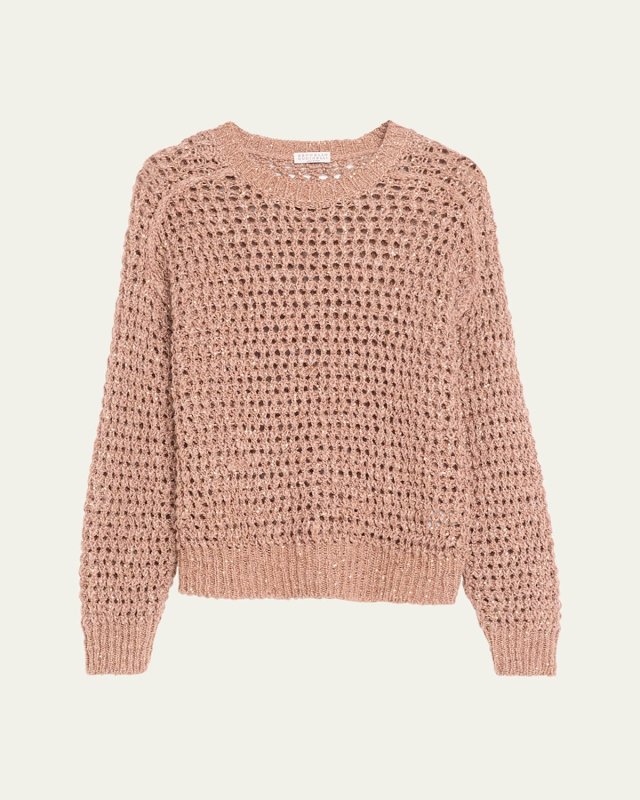 3-D Diamond Net Silk Linen Sweater