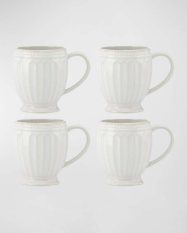 French Perle Groove Mugs, Set of 4