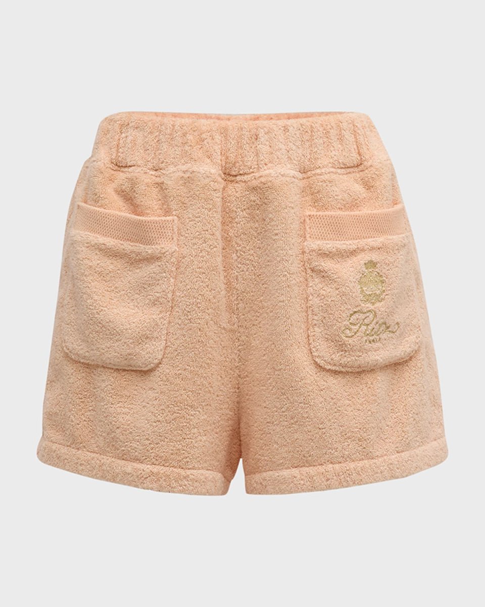 FRAME x Ritz Paris Embroidered Cotton-Terry Shorts