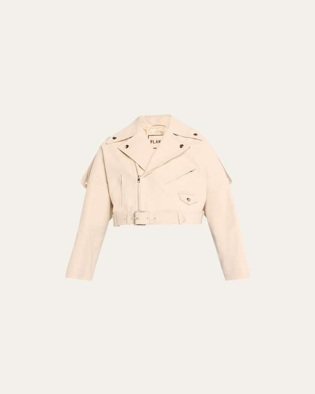 Cropped Leather Biker Jacket