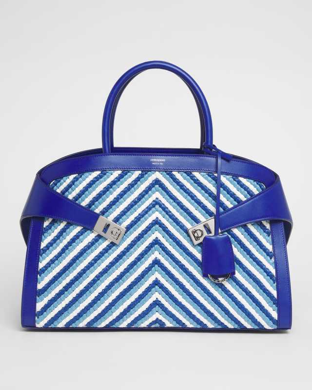 Large Hug Gancini Chevron Top-Handle Bag