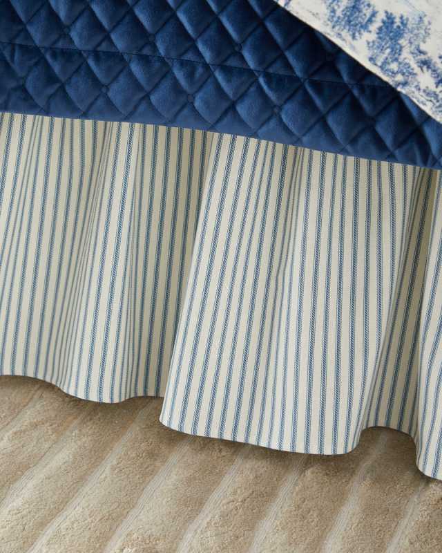 Serene Scenes Striped Ruffled Bed Skirt, QUEEN