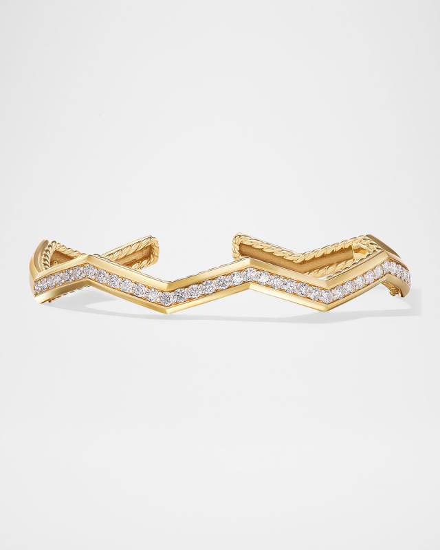 Zig Zag Stax Bracelet with Diamonds in 18K Gold, 5