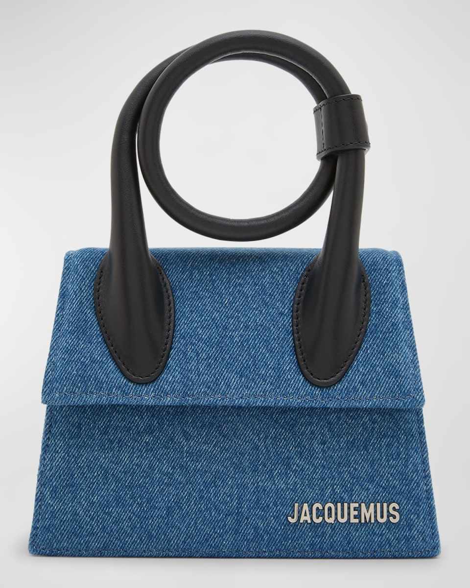 Le Chiquito Noeud Denim Top-Handle Bag