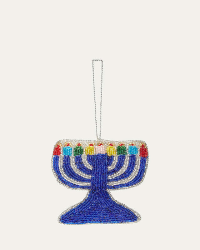 Beaded Hanukkah Menorah Ornament