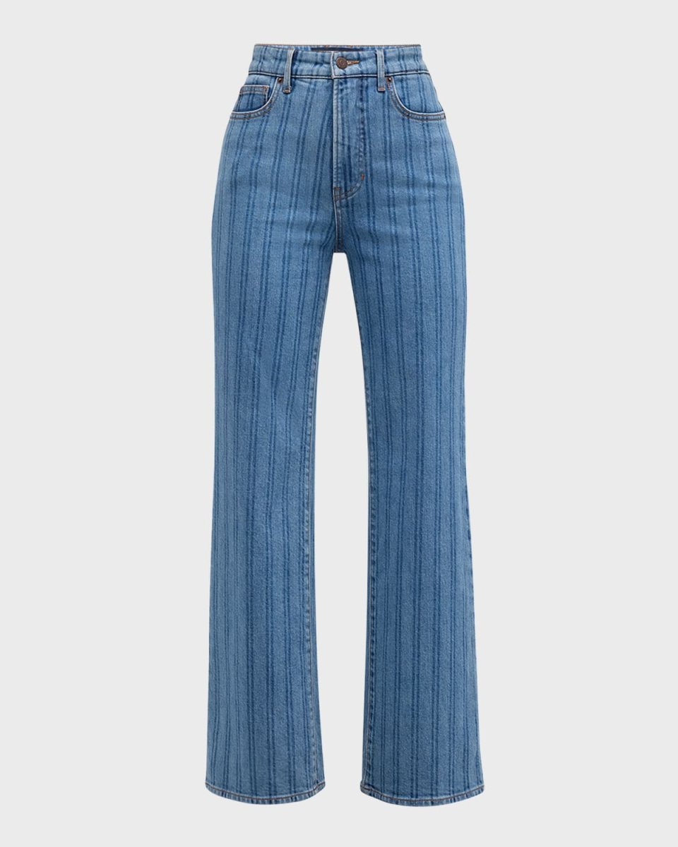 Crosbie Cropped Wide-Leg Stripe Jeans