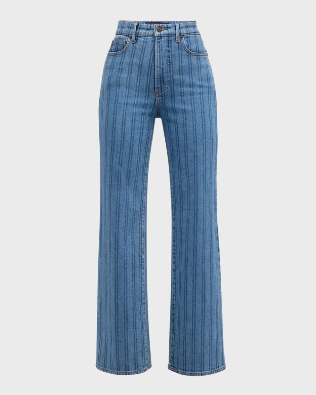 Crosbie Cropped Wide-Leg Stripe Jeans
