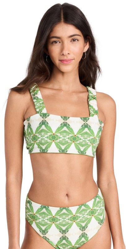 Nomads Current Bikini Top II Pothos Print + Nephrite