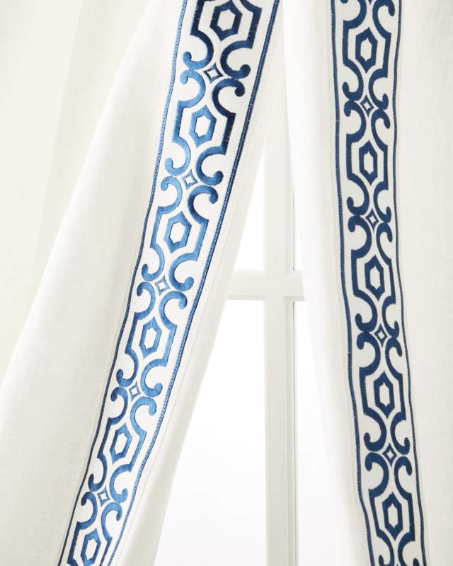 Two Andes Navy Curtains, 96"L