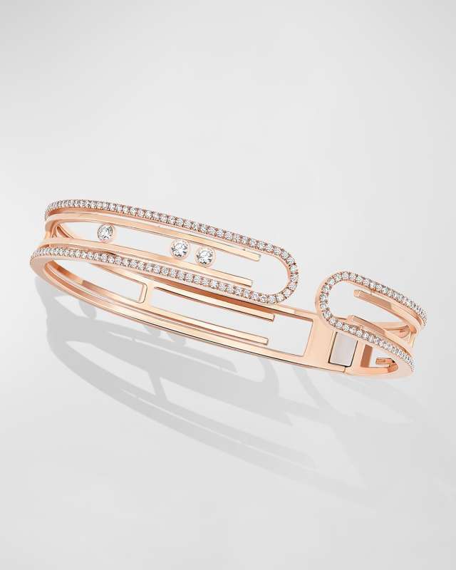 MOVE 10TH 18K PINK GOLD DIAMOND BANGLE BRACELET
