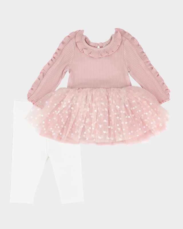 Girl's Ribbed Tutu Top W/ Leggings Set, Size 3M-24
